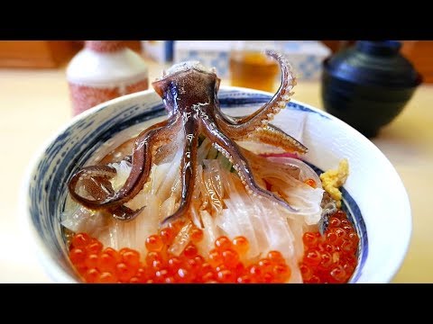 Japanese Street Food - DANCING SQUID SASHIMI Hakodate Japan Seafood