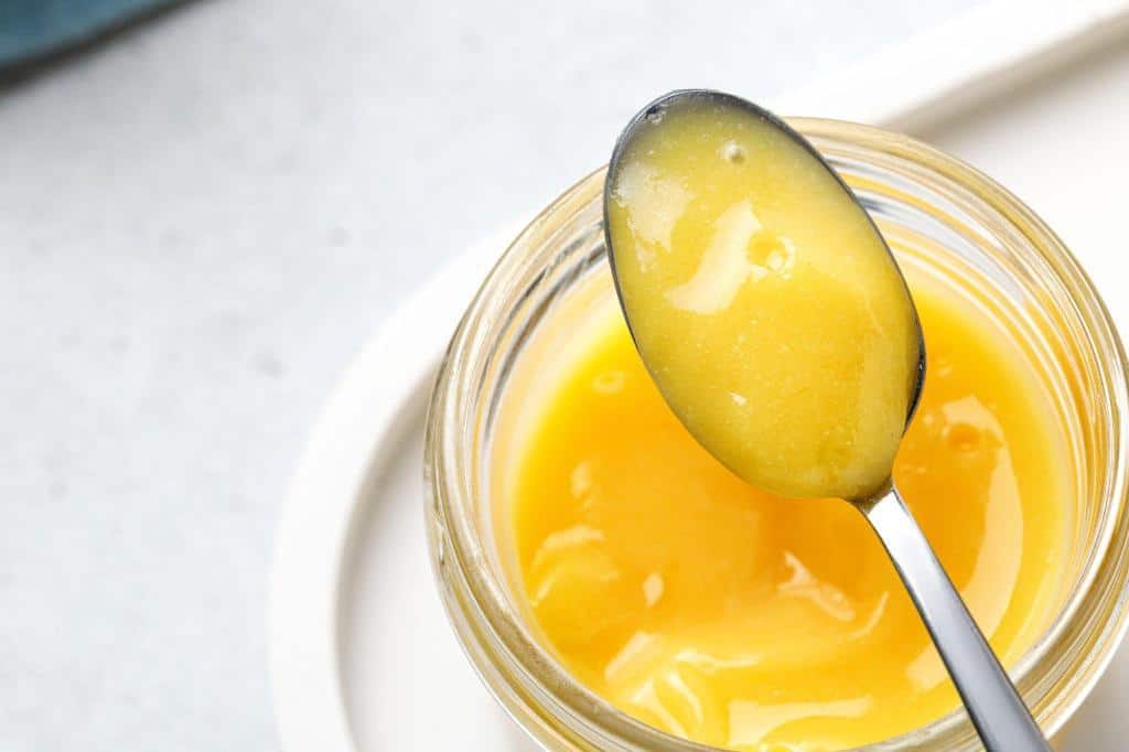 lemon curd in spoon