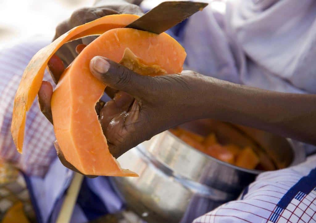 papaya skin peeled