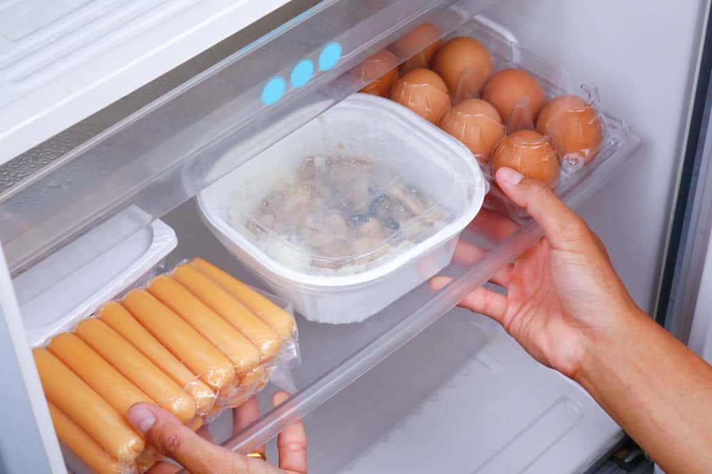 hot dogs in fridge
