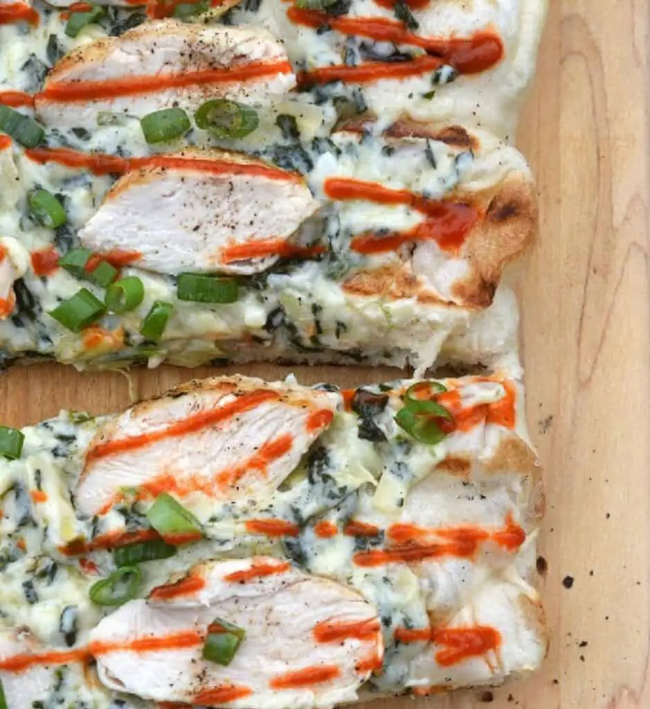 Grilled Spinach and Artichoke Flatbread With Chicken and Sriracha ...