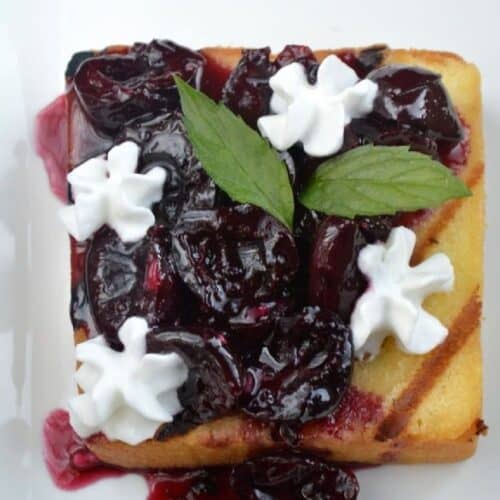 Grilled Pound Cake With Cherry Bourbon Compote