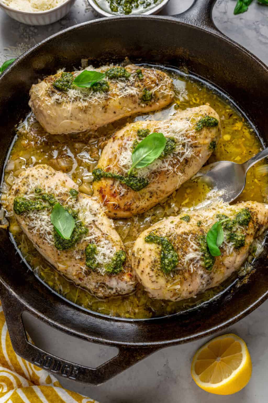 Braised Chicken with Lemon Garlic Cream Sauce - Recipe - KitchenBun.com