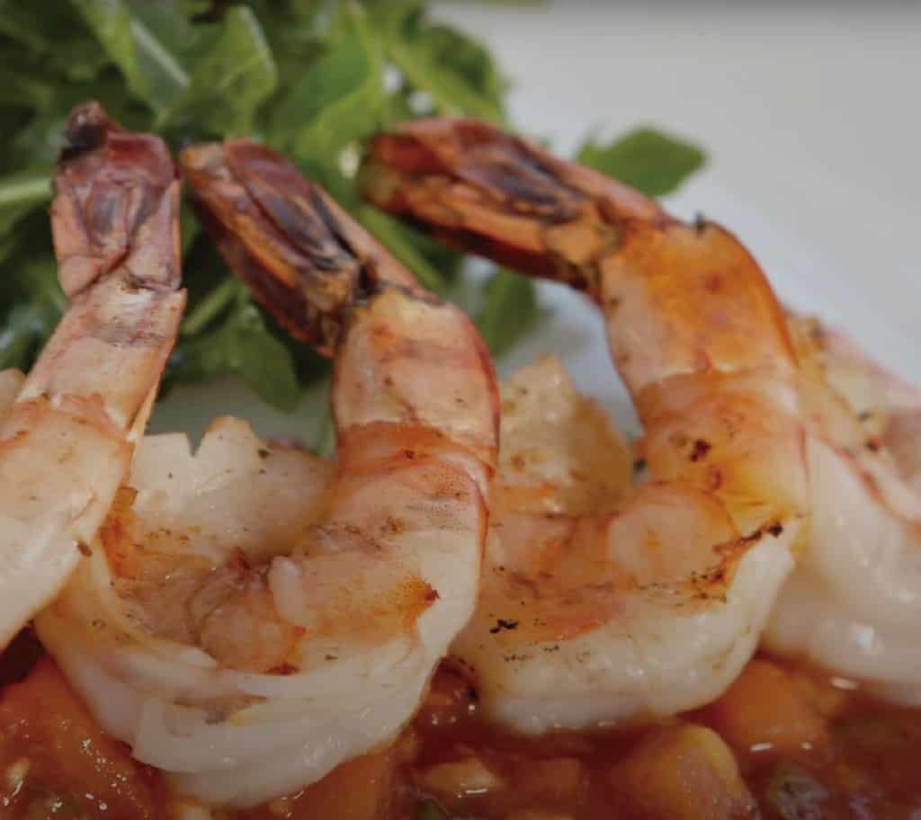 charred shrimp with quick cocktail sauce