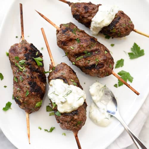 lamb kofta with tzatziki sauce