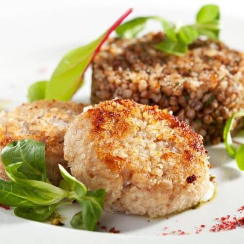 meat cutlet with buckwheat garnish