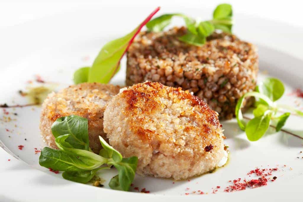 meat cutlet with buckwheat garnish