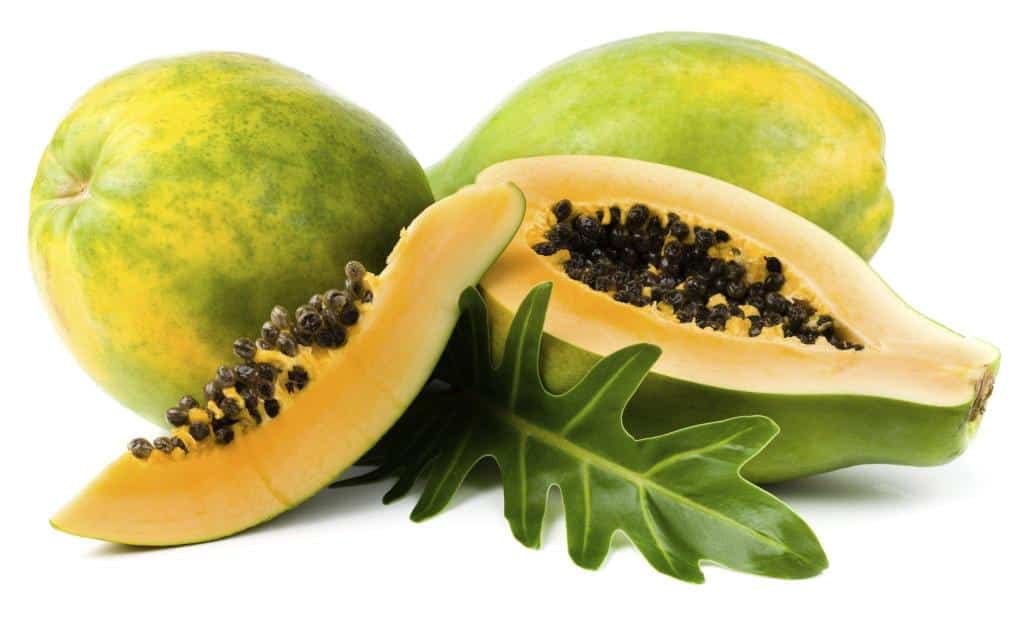 papaya with flesh skin seeds