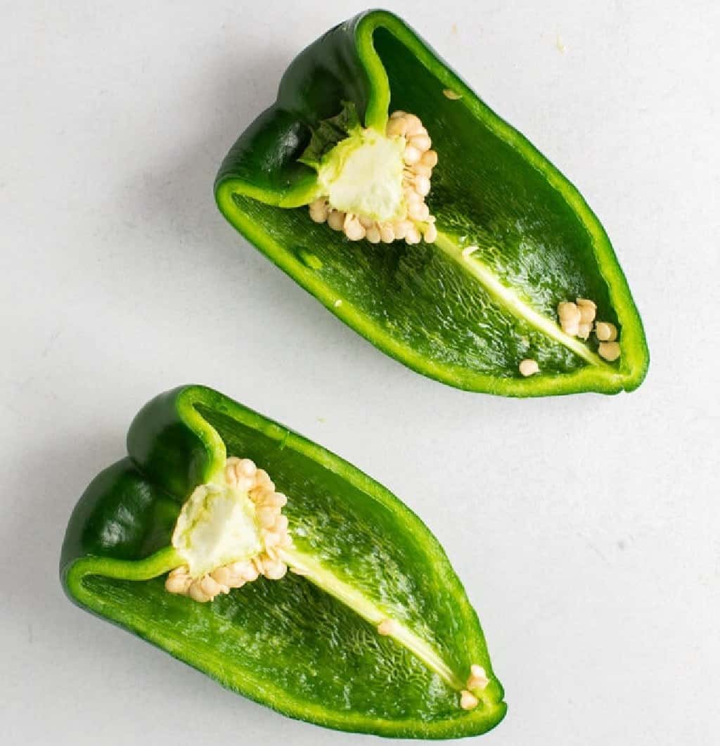 poblano peppers sliced open