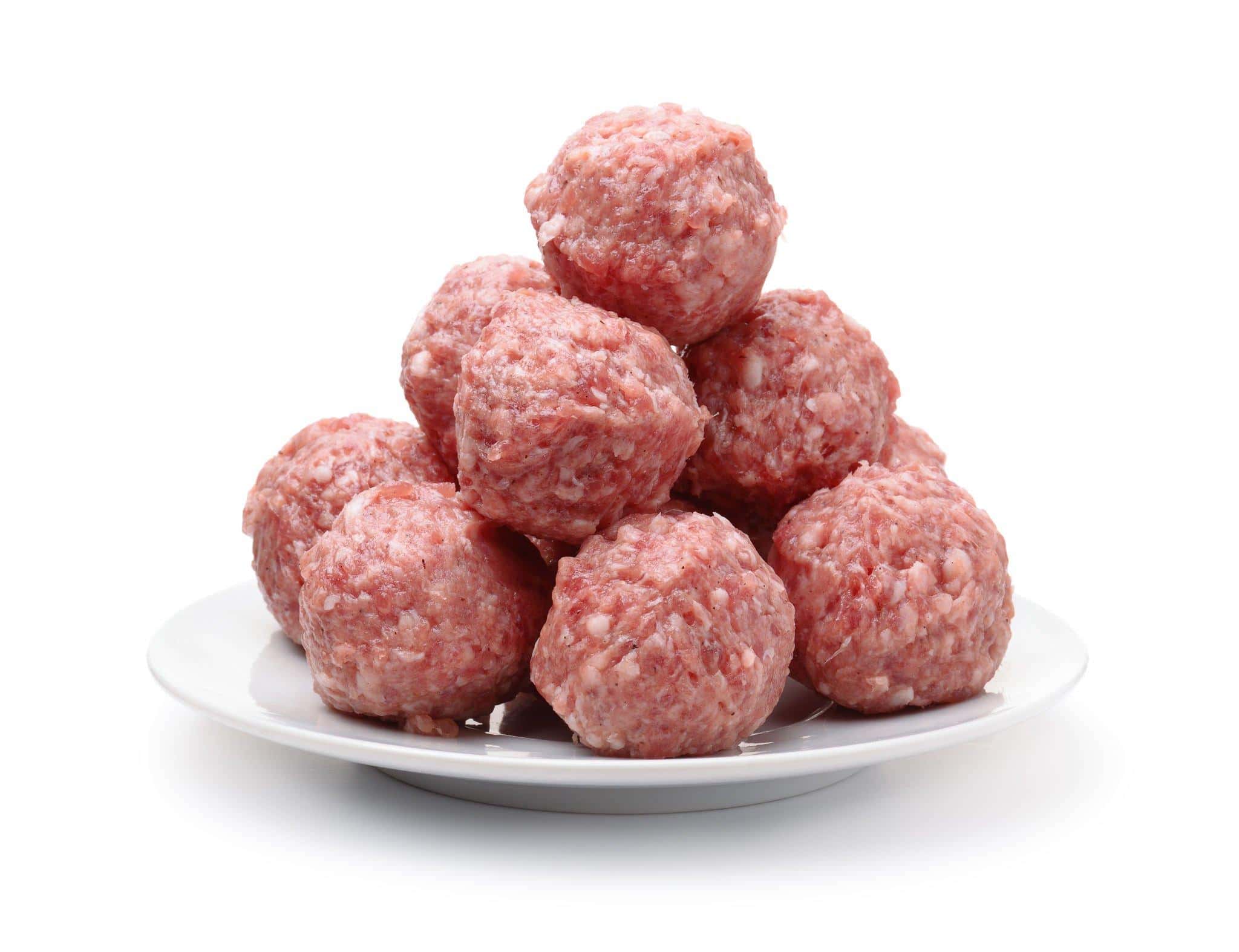 raw pink meatballs