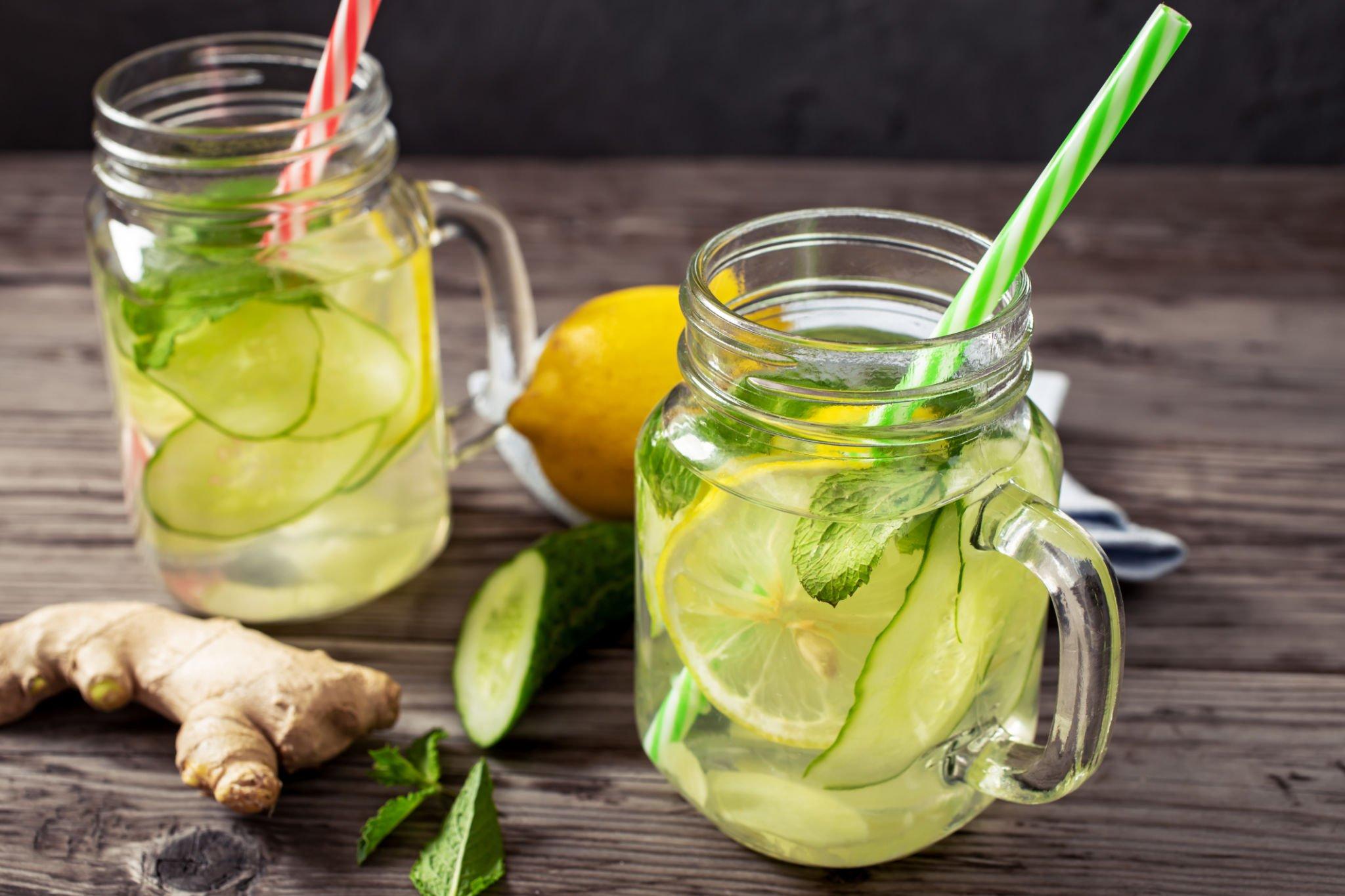 Lemon Cucumber Mint Ginger Water Infused Recipe - KitchenBun.com