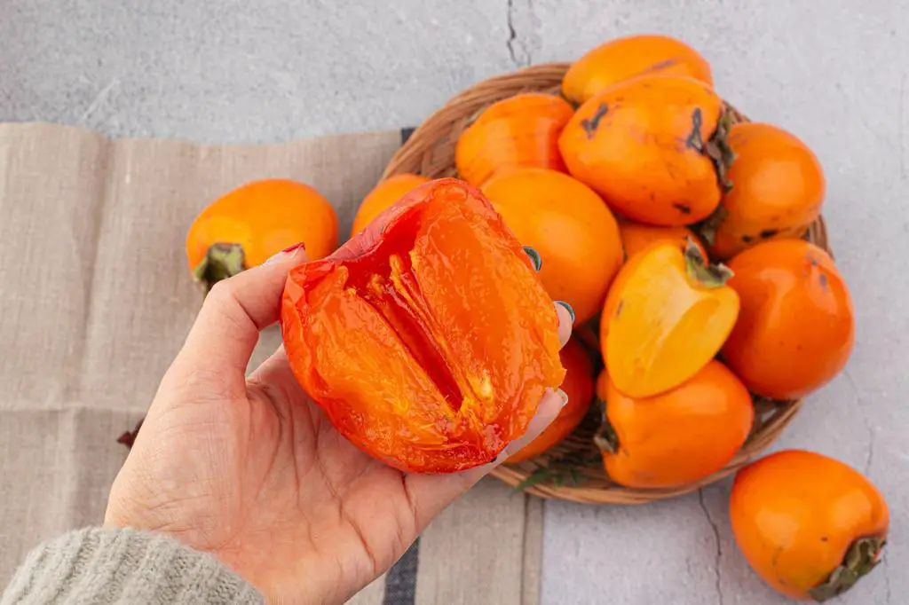 delicious fresh persimmon fruit