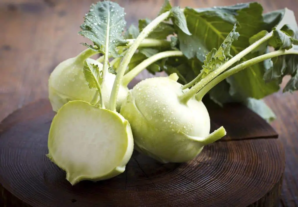 fresh kohlrabi cut open