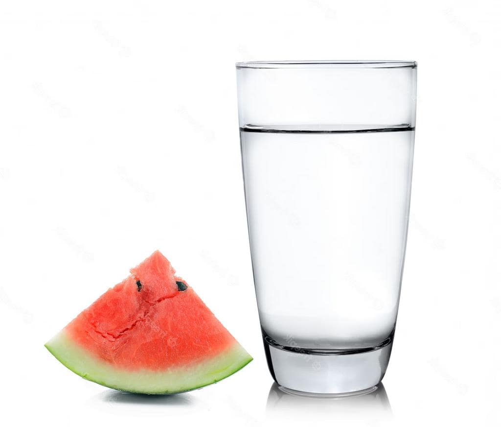 watermelon and glass of water
