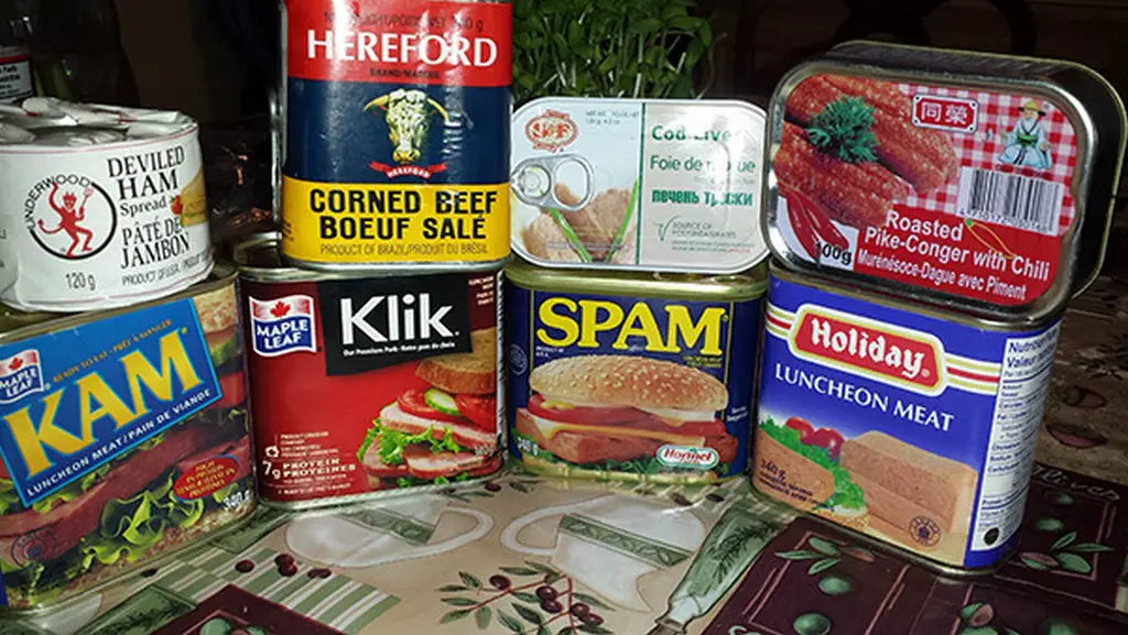 cans of tinned processed meat