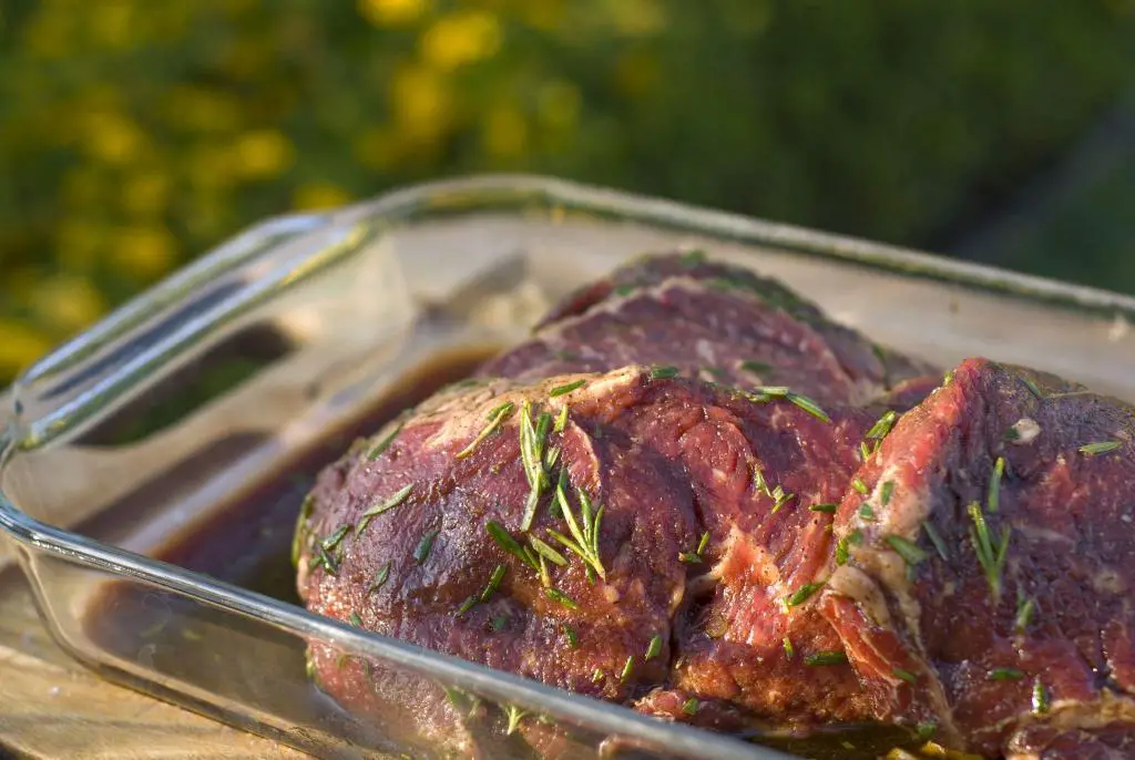marinade barbeque beef rib eye steaks raw meat