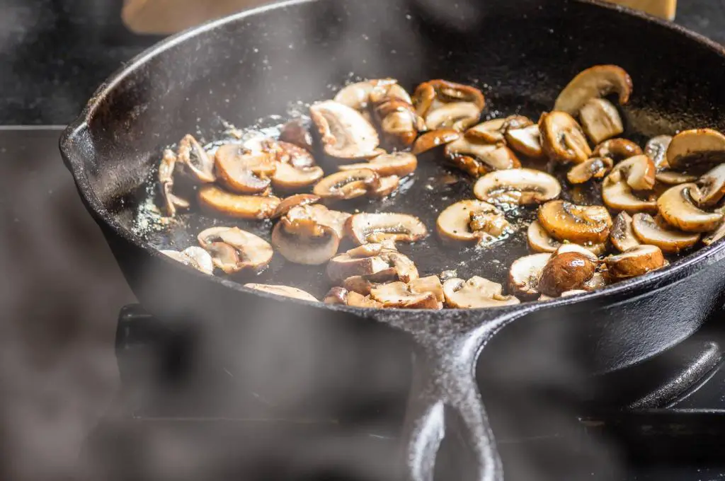 sauteing sliced mushrooms