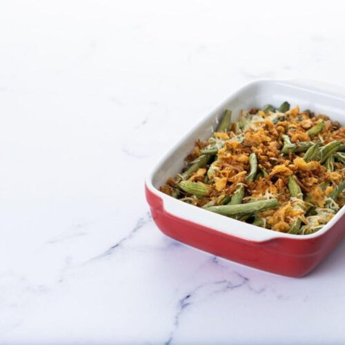 traditional green bean casserole-topped-with-french-fried-onions