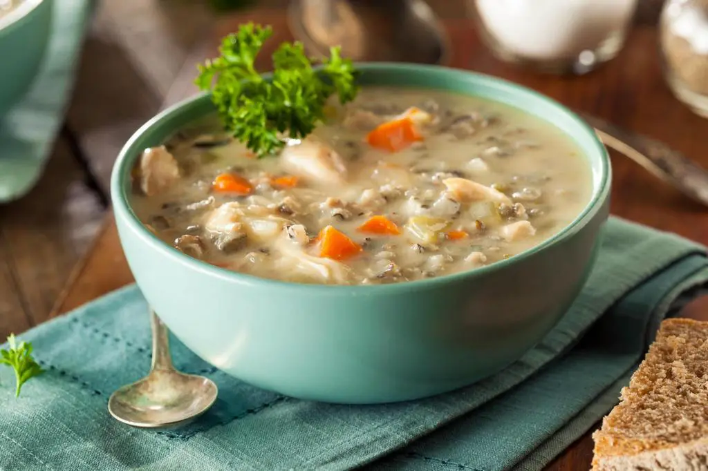 homemade wild rice and chicken soup