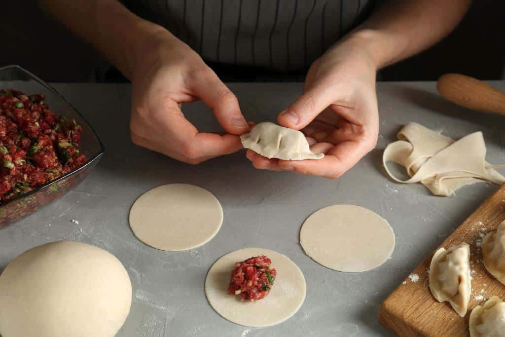 making gyoza and fillings