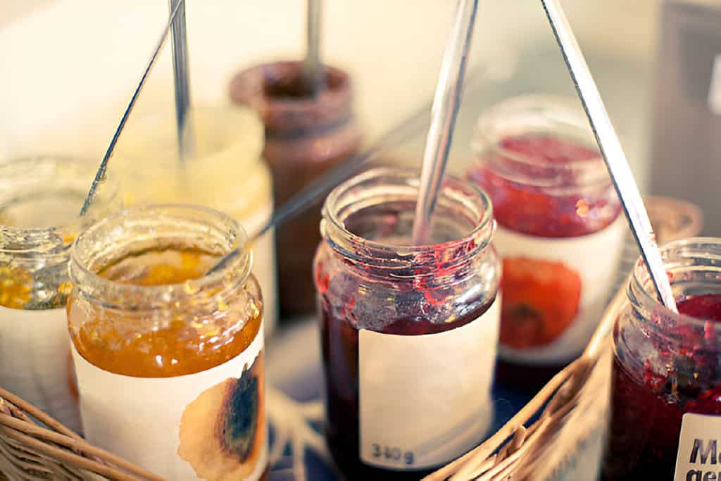 jam jars in a basket