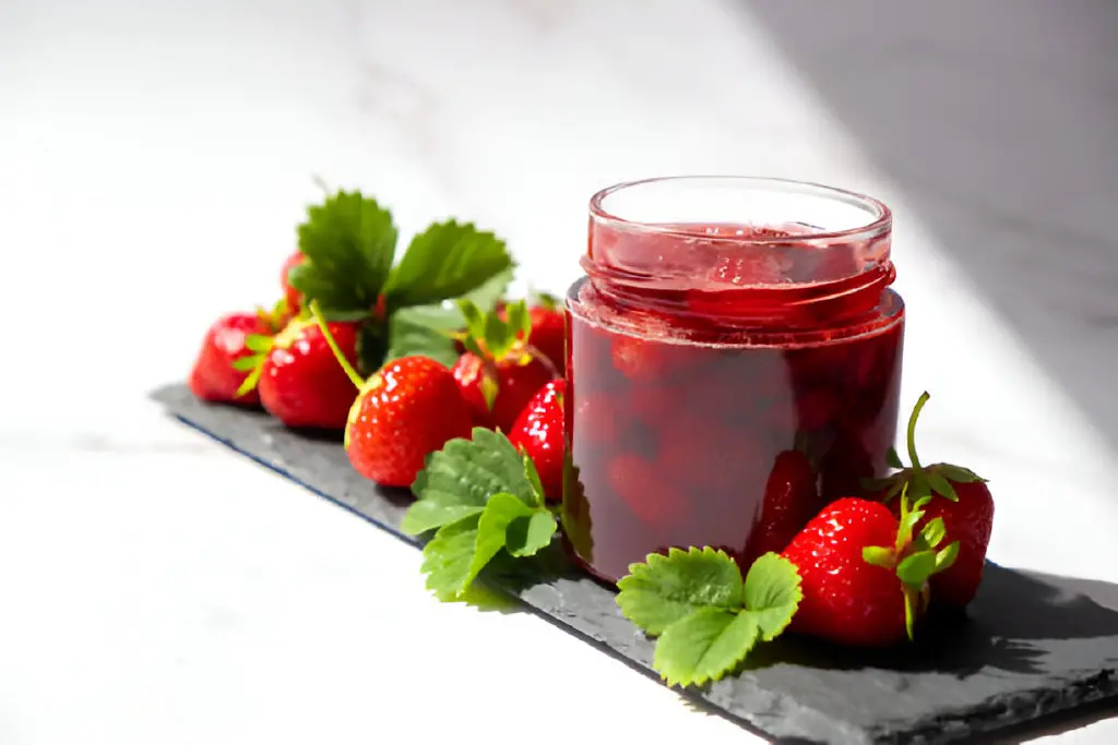 strawberry jam in bottle