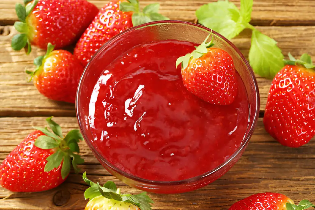 strawberry puree and strawberries