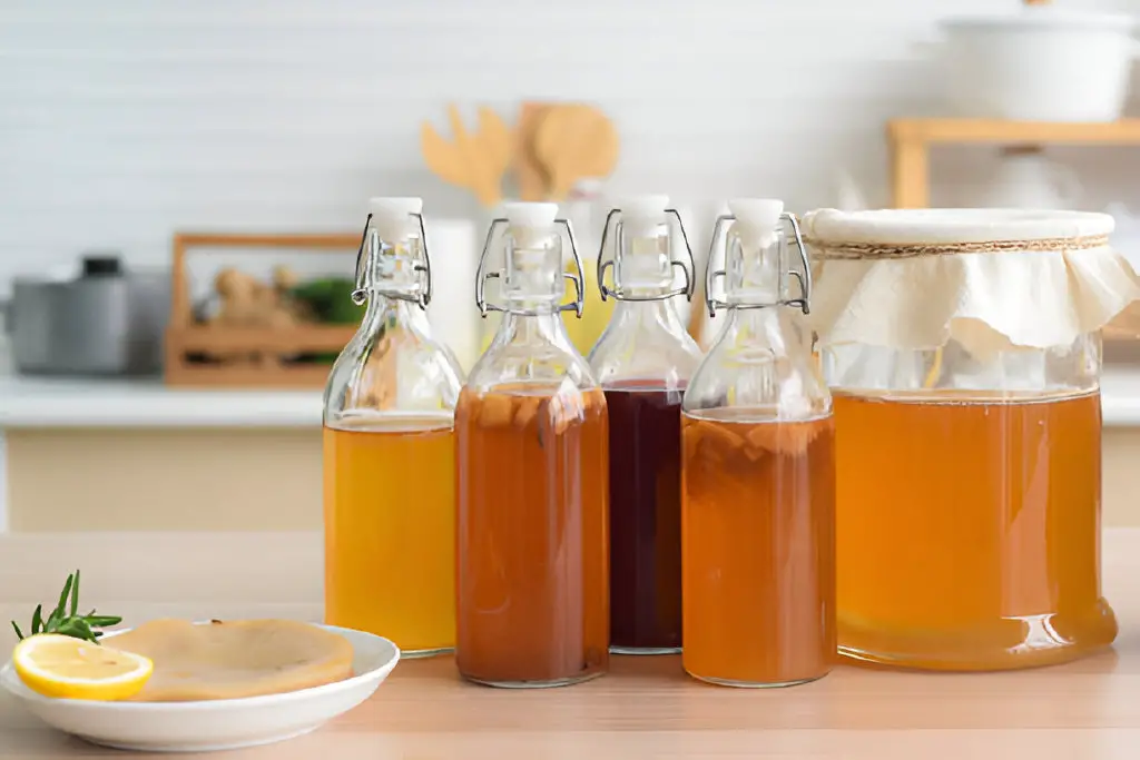 homemade fermented raw kombucha tea