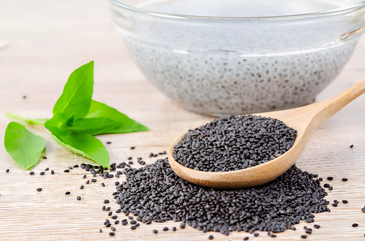 lemon basil seeds soak in water