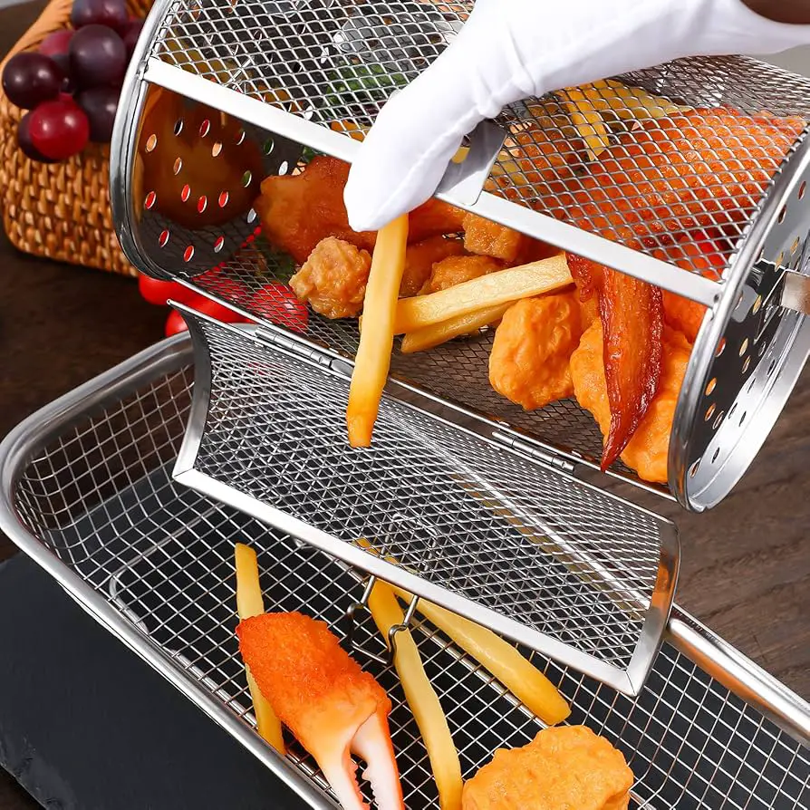 Rotisserie Basket Cage Air Fry Oven Rotating Drum