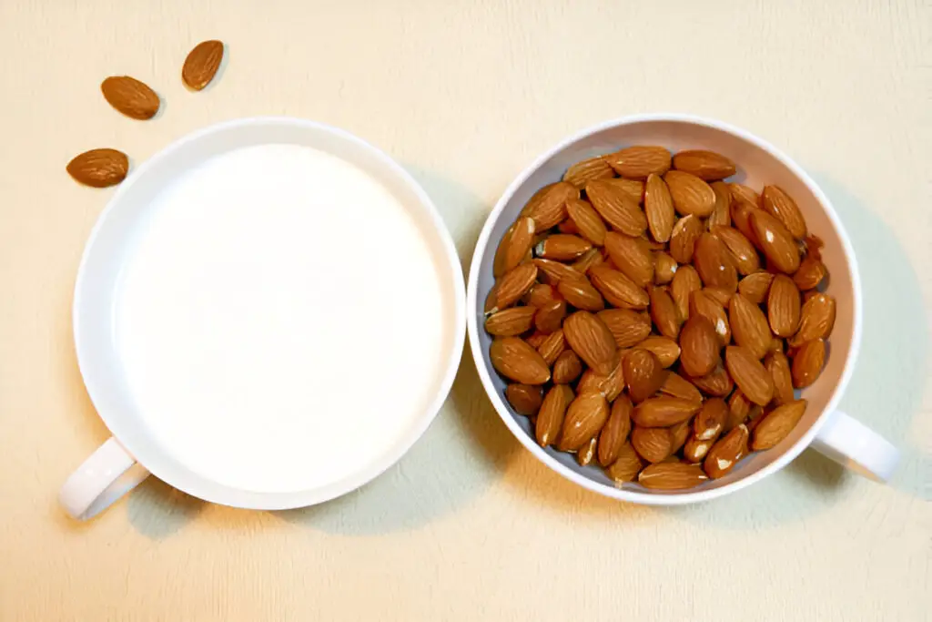 almond milk and almonds