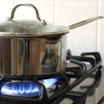 cooking on a gas stove