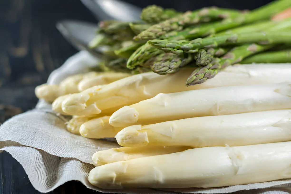 fresh white and green uncooked asparagus