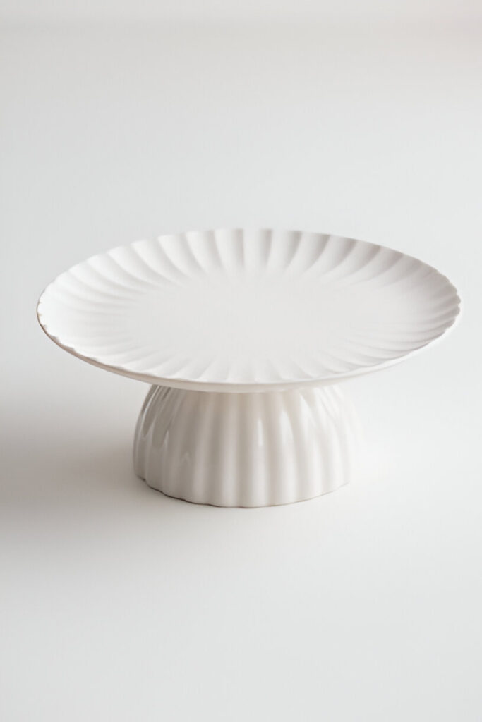 empty tableware white plate cakestand on white table