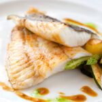 grilled turbot fish with vegetables