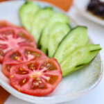 sliced tomatoes and cucumbers