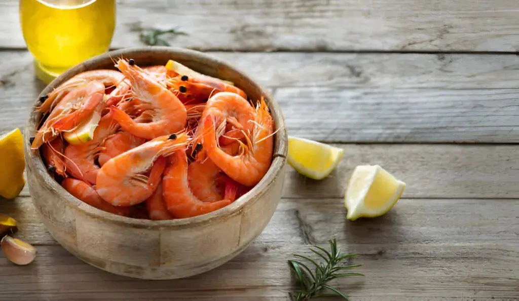boiled shrimps on plate