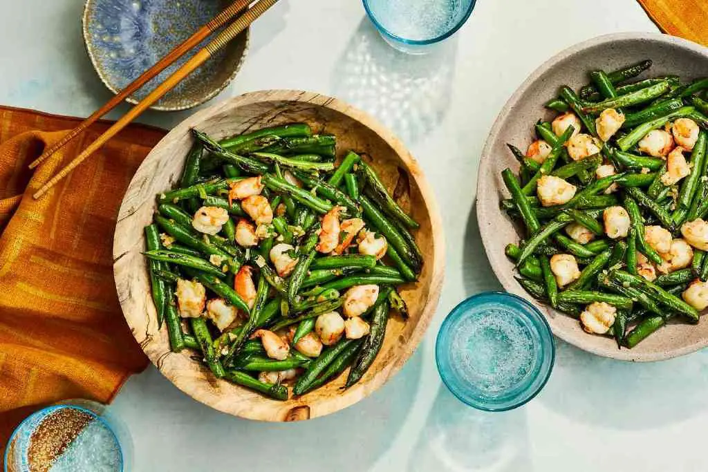 dry fried sichuan style green beans with shrimp