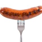 sausage on a fork