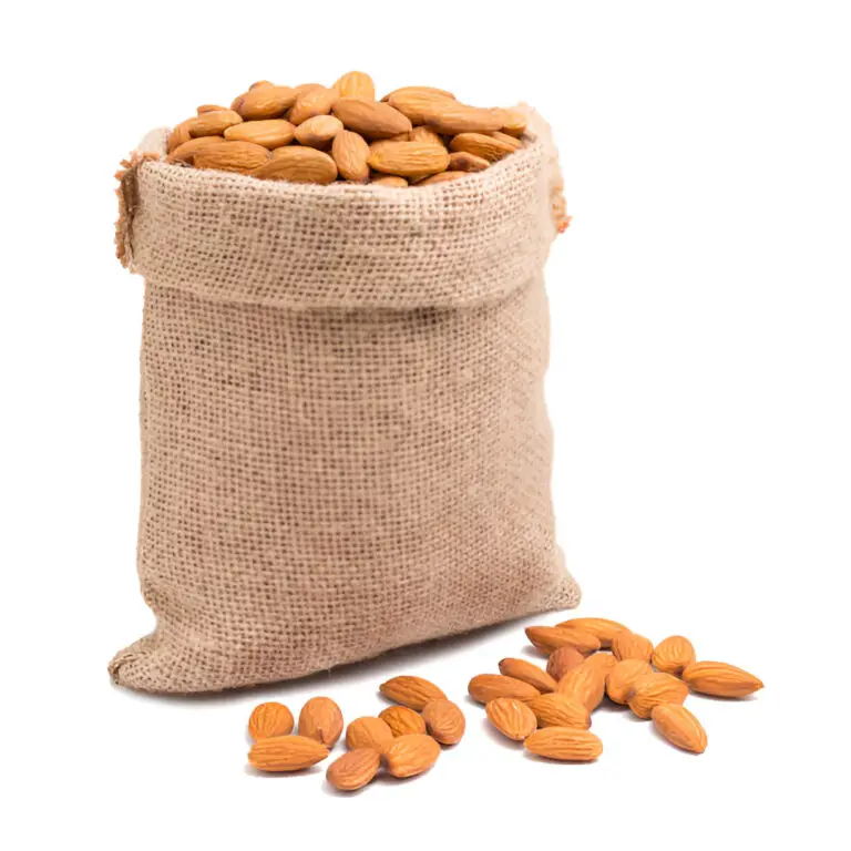 almonds in bag from sacking