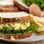 egg salad sandwich on whole grain bread