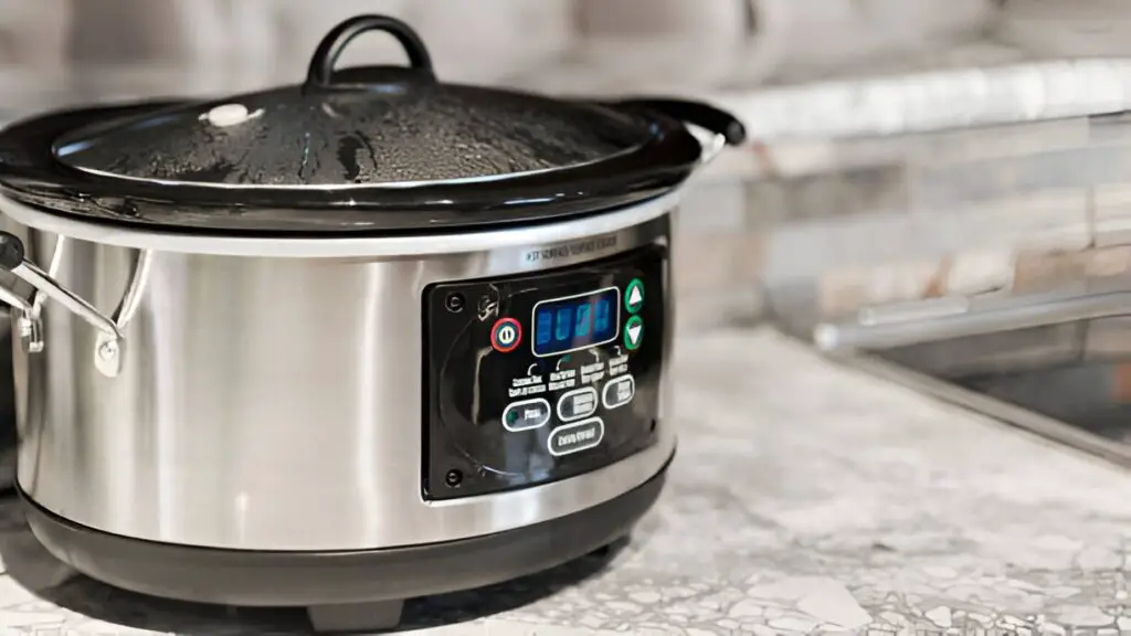 food cooking in a slow cooker