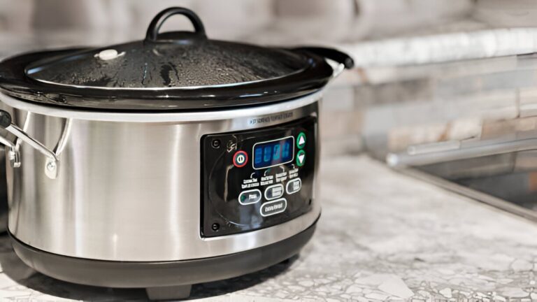 food cooking in a slow cooker