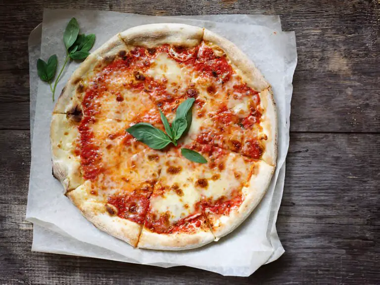 margherita pizza on Parchment Paper
