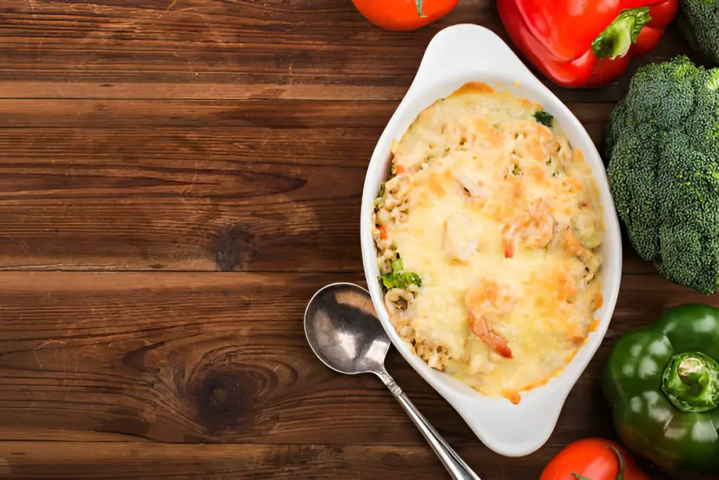 seafood baked ricea plate of fresh seafood baked rice