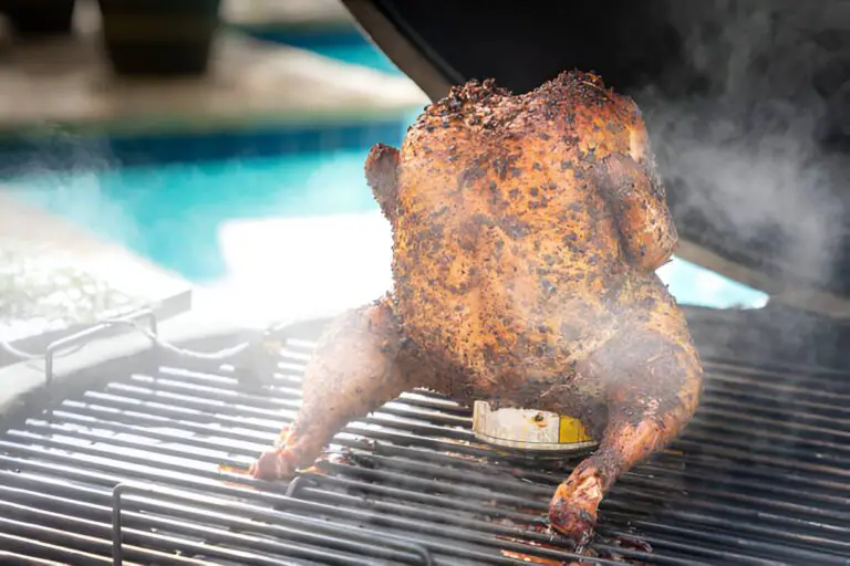smoked texas bbq chicken on the can