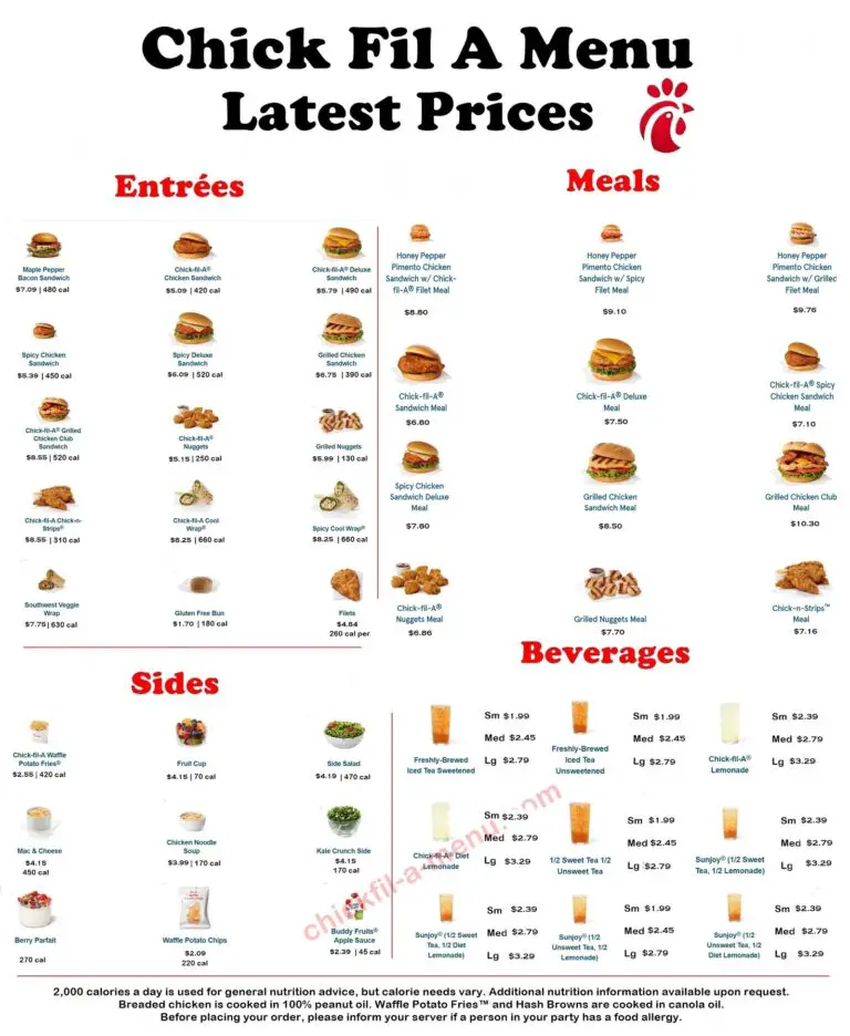 chick fil a final menu